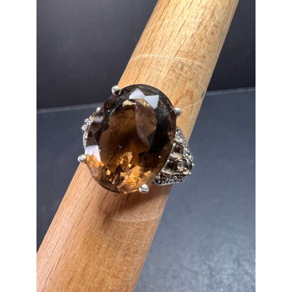Smoky quartz Sterling silver ring size 8 - Picture 1 of 16